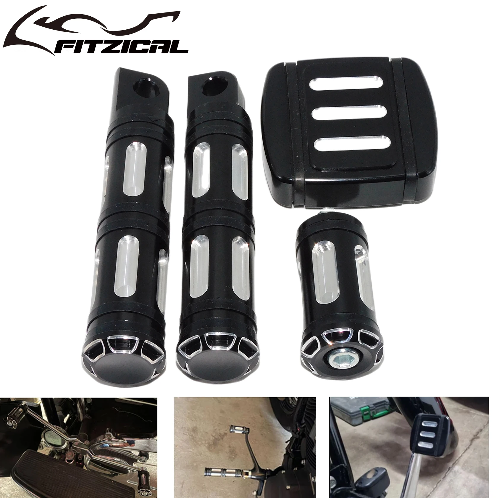 

Motorcycle Brake Pedal Pad Cover Footpegs Footrest Pedal Shifter Pegs For Harley Dyna Fat Bob FXDF FXDL 1993-2017 Softail FXSTS