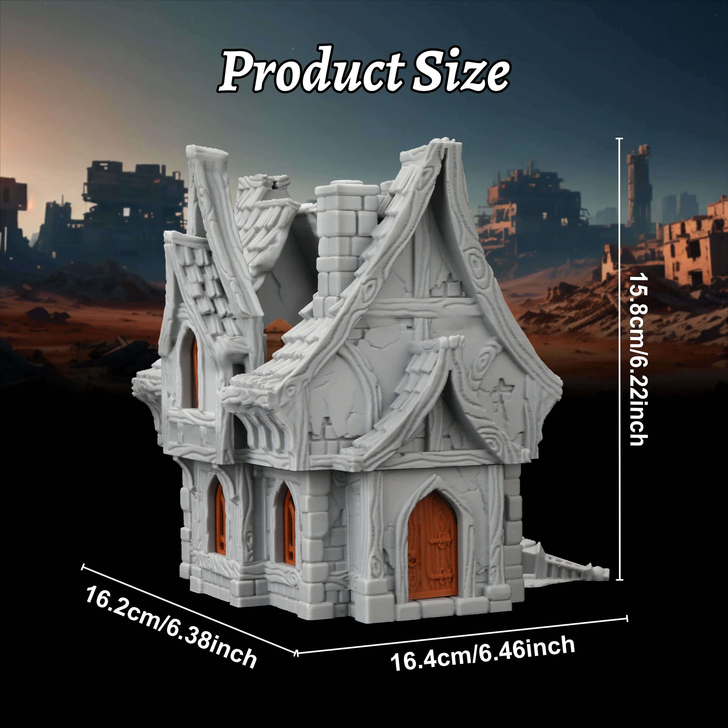 TTRPG Ruined Cottage Building – Abandoned House Scenery for Medieval Town Roleplaying, Tabletop Display for Fantasy Miniatures