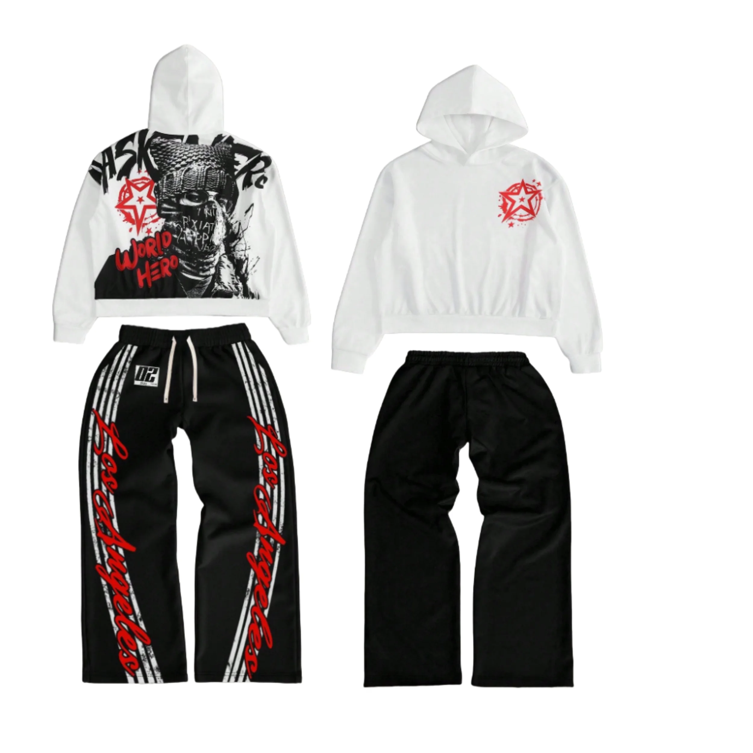 

Autumn/Winter Hoodie Set American Y2k Hip Hop Street Fashion Men's 3D Adult Hoodie Waist Pants Suitable for Both Men and Women