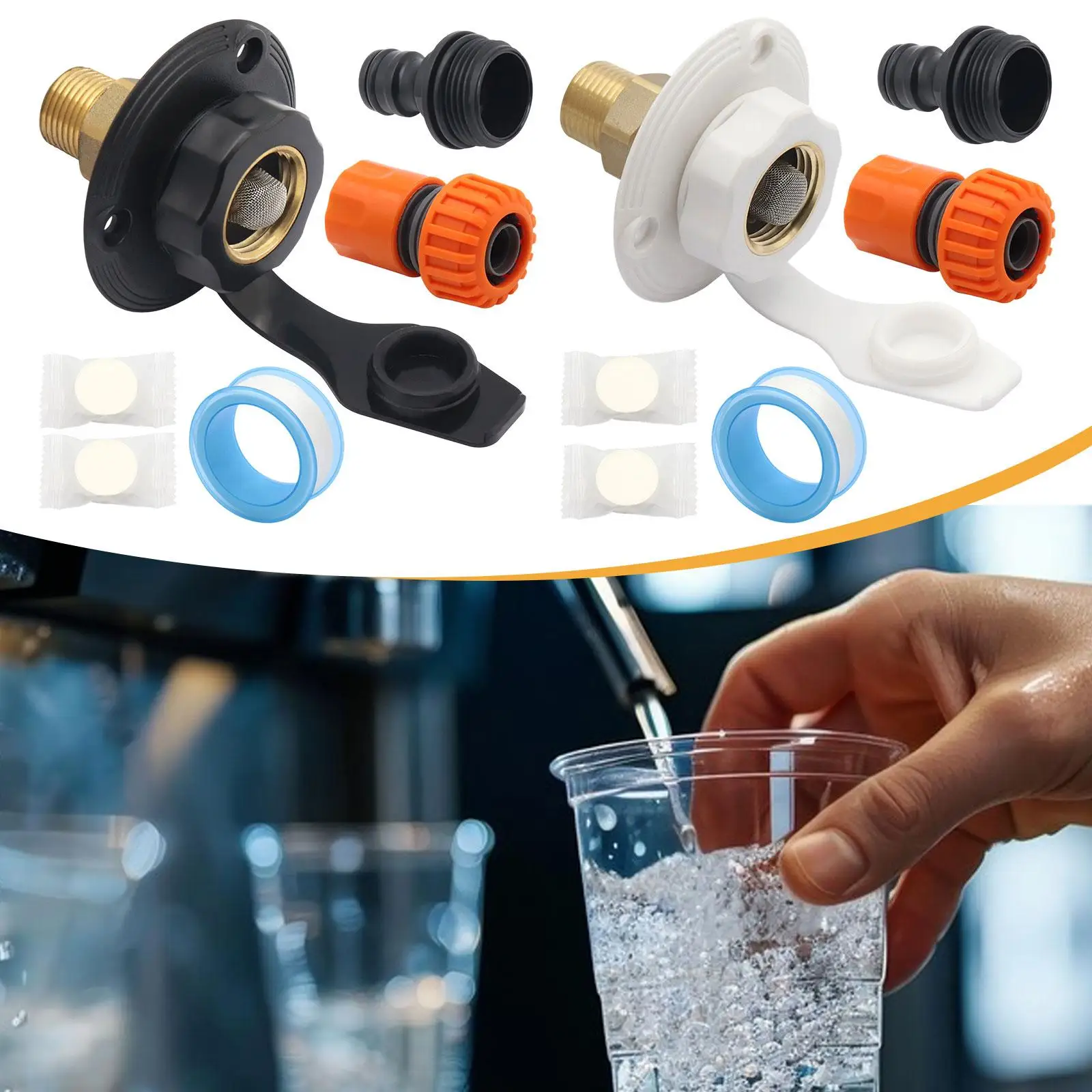 Universal RV Water Fill Inlet Flange Quick Connector Fresh Water Supply Parts for Campers Trailers Boats