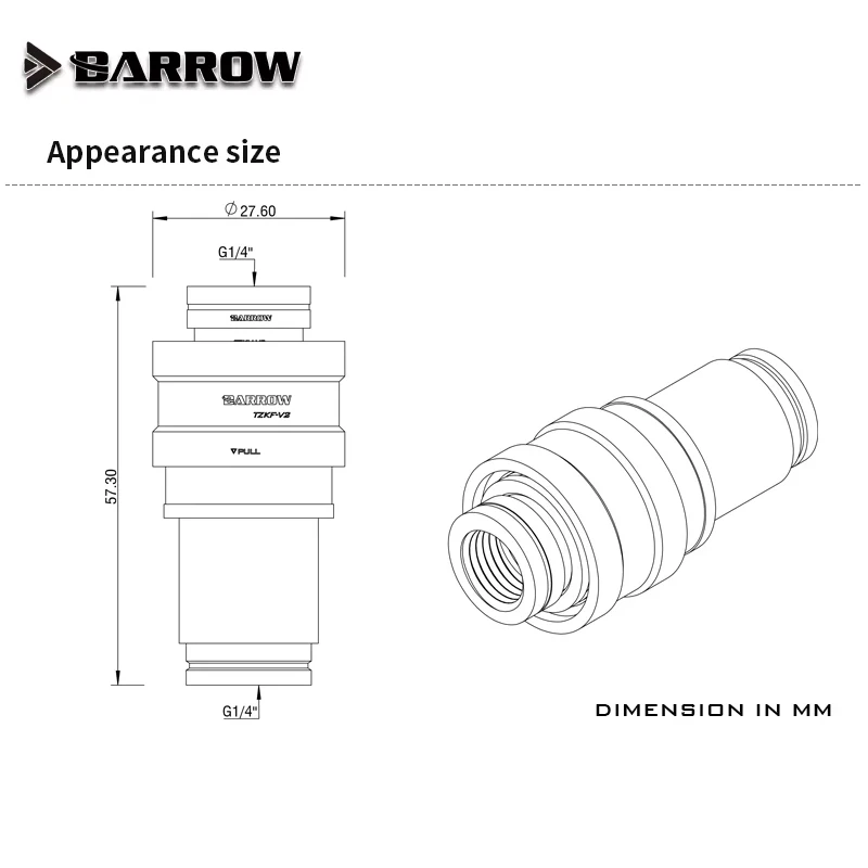 Barrow Water Stop Quick Disconnected QDC Drain Valve Sealing Coupling Female Connector Black Silver Blue Red Kit, TZKMF-V2