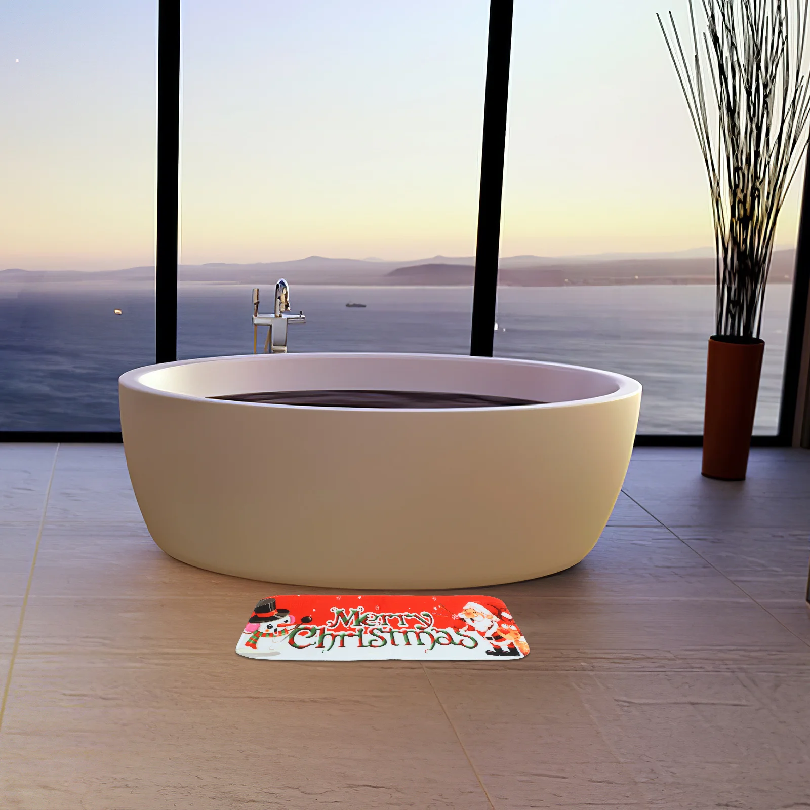 

Christmas Pattern Bathroom Floor Mat Anti-Slip Home Door Rug Shower Carpet Indoor Entryway Doormat Decorative Rug for Bathroom