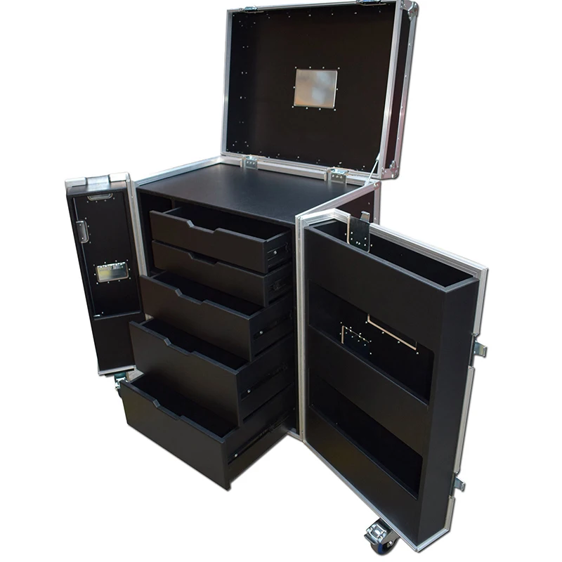 5 Drawers Backline Tool Flight Case With 3u Rack Space and Power