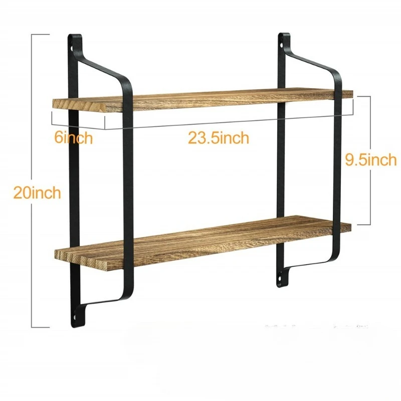 Multi-Tier Wrought Iron Shelving Unit Heavy Duty Kitchen Spice Rack Wall Mounted Metal Bookshelf Living Room Display Storage