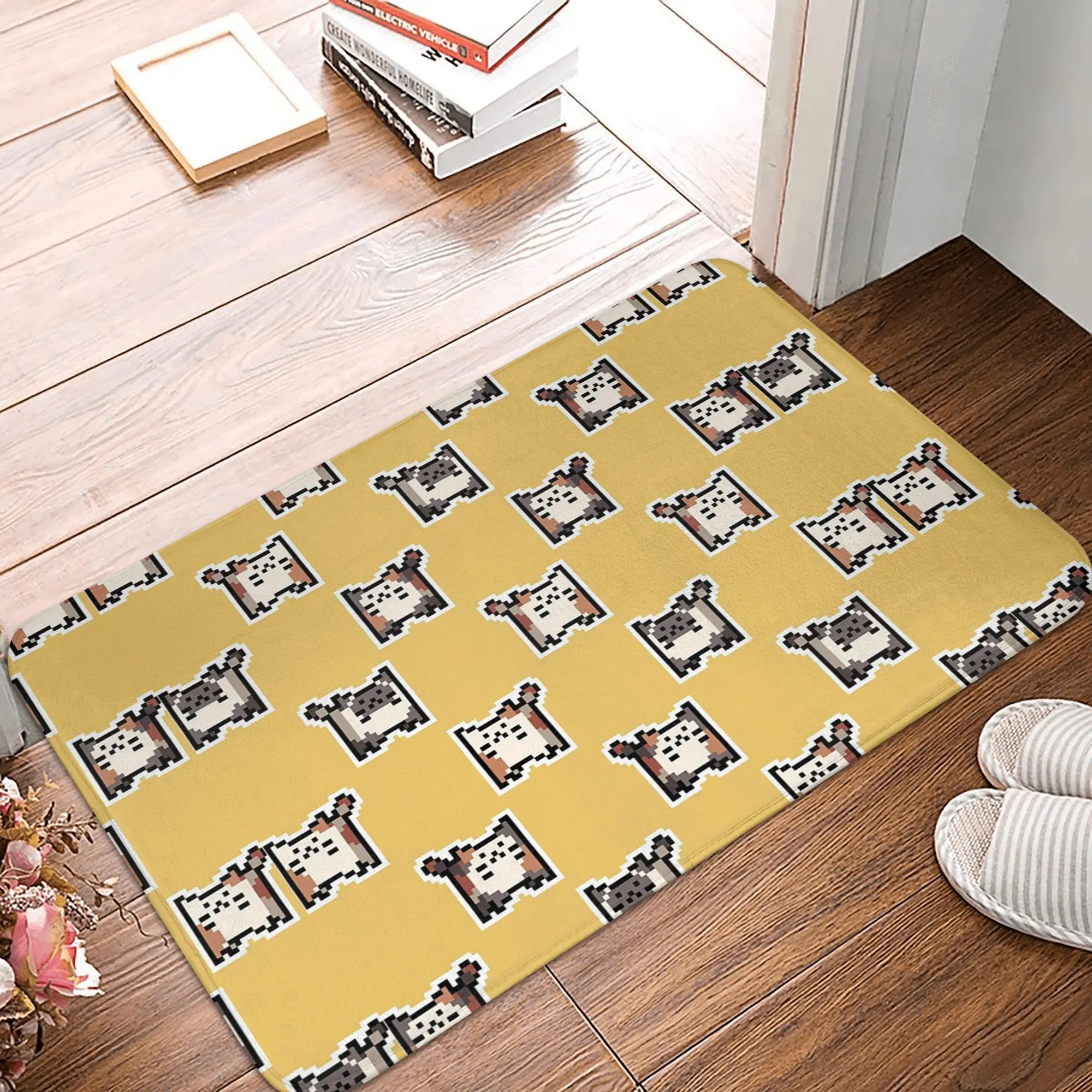 

Pixel Cats Beige Loose Grid Anti-slip Doormat Floor Mat Absorbent Mat Carpet Rug for Kitchen Entrance Home Bedroom Footpad Mats