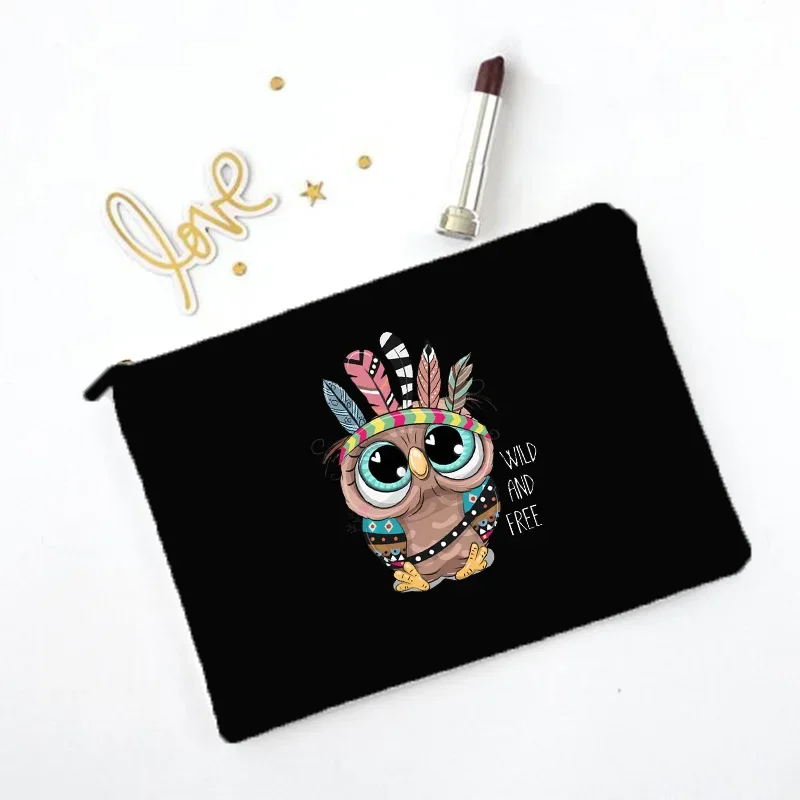 Cartoon Owl Print Print Makeup Bag Travel Neceser Toiletry Organizer Pouch Female Canvas Zipper Cosmetic Bags Best Gift