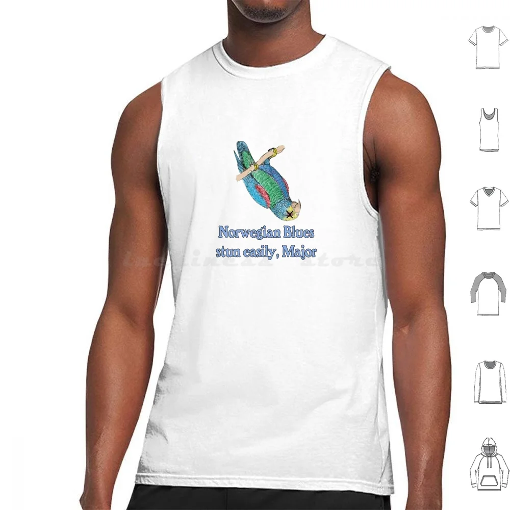 

Dead Parrot-Norwegian Blues Stun Easily , Major Tank Tops Print Cotton Dead Parrot Just Pinin For The Fjords Parrot John