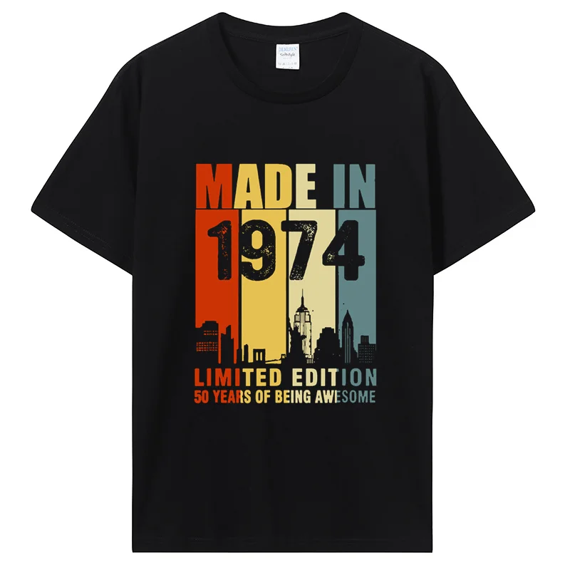 Old Vintage 1974 Birthday Men Women T-Shirt Wife Husband B-Day Presents Sayings Quote Graphic Clothing Oversized Tshirt