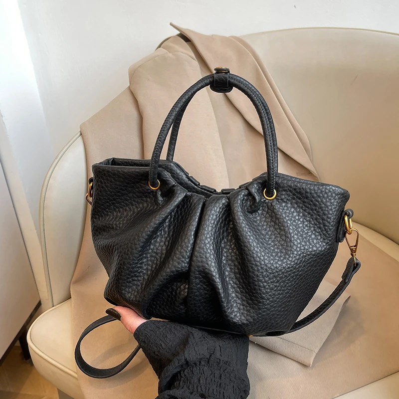 

bolso mujer High Quality Lichee Pattern Pu Leather Shoulder Crossbody Bag For Women Designer Bucket Handbag Tote Commuter Bag