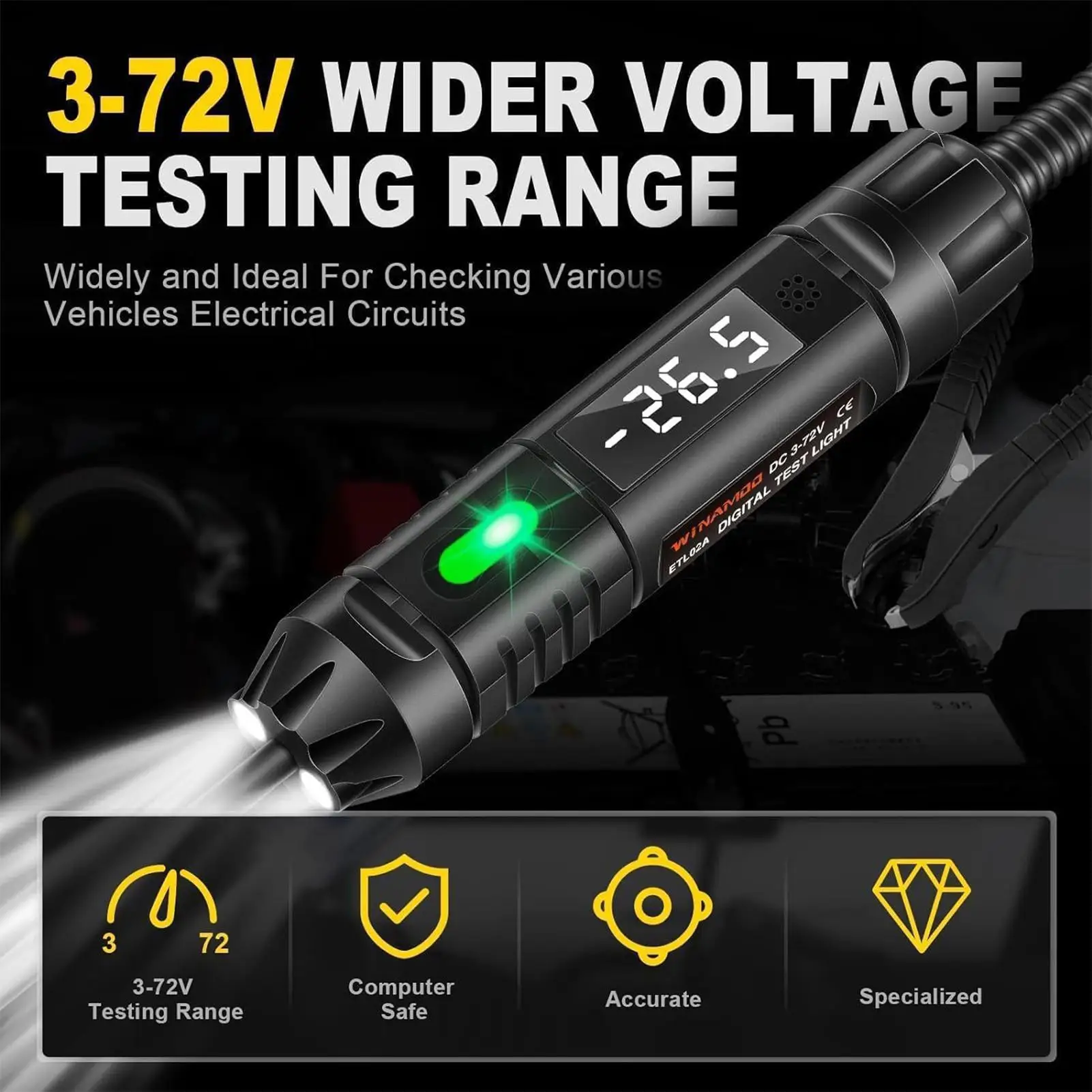 Automotive Test Light Circuit Tester With Polarity Indicator And Lighting Lamp Automotive Probe Buzzer Circuit Testers