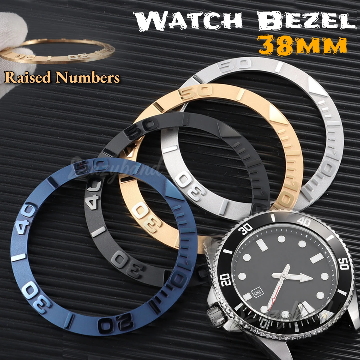 38mm Raised Numbers Ceramic Watch Bezel Insert Ring for SKX007 SKX009 SRPD SUB Replace Diver Watches Part Case for NH35 NH34 GMT