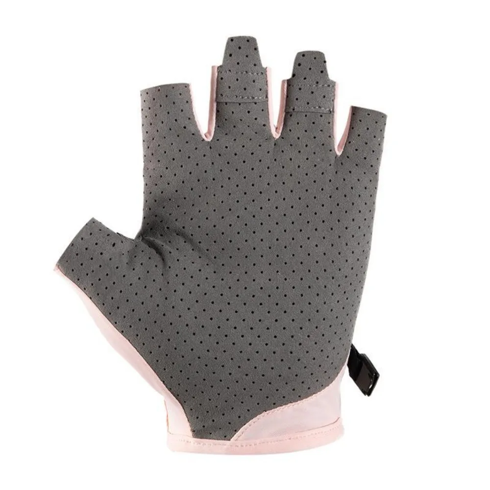 2024 tela sensível ao toque luvas de seda gelo anti-uv altamente elástico protetor solar luvas respiráveis meio dedo verão