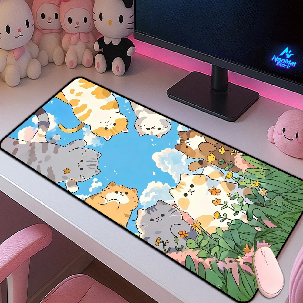 

Cat Mats Mouse Pad Xxl 60x35 Playmat Computer Cute Mousepad Large Desktop 70x30 Pc Decoration Kawaii Desk Accessories for Office