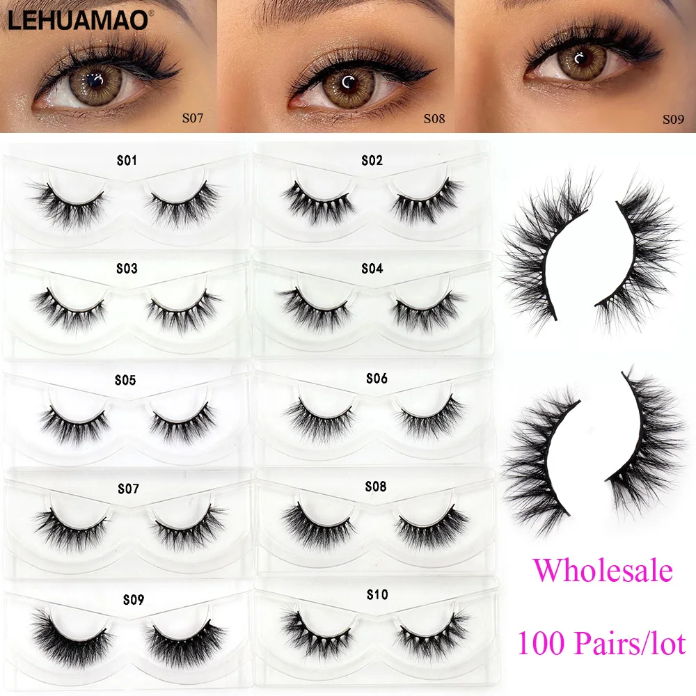 LEHUAMAO10/100 Pairs Mink Lashes Wholesale Soft Fluffy Short False Eyelashes Natural Eyelashes Extension Makeup Bulk S51