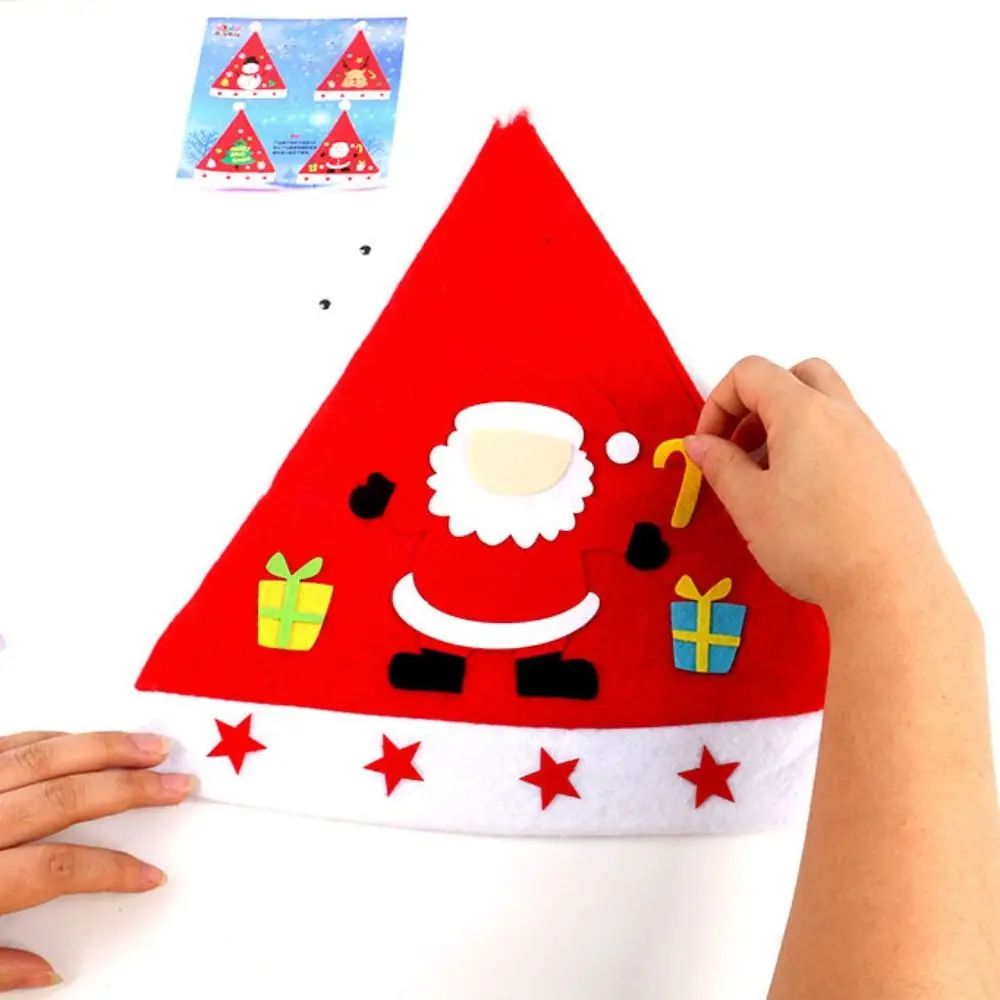 Sombrero de Papá Noel hecho a mano de tela no tejida, Papá Noel, alce, sombreros artísticos de Navidad para niños, Kriss, Kringle, padre, Navidad, Kriss, Kringle, sombrero para fiesta