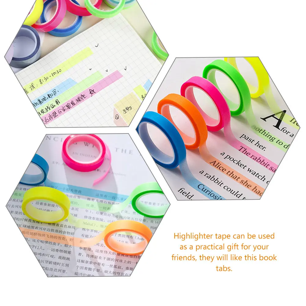 20 Rolls Transparent Multi-Function Sticky Tabs Portable Book Tabs Highlighter Tape Convenient Page Markers School Office