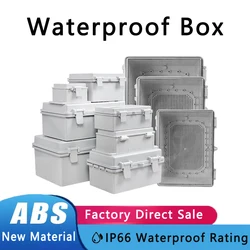 IP66 Waterproof Gray/Transparent Cover Enclosure Power Junction Box ABS Plastic Hinge Outdoor Electronic Distribution Box