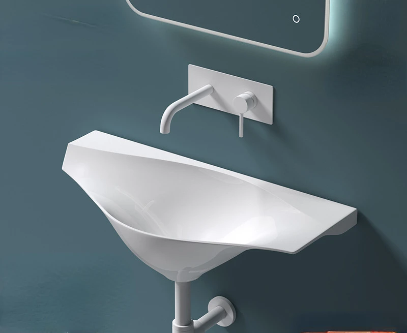 Creative Inter-Platform Basin Artificial Stone Integrated Wall-Mounted Wash Basin Bathroom Washbasin