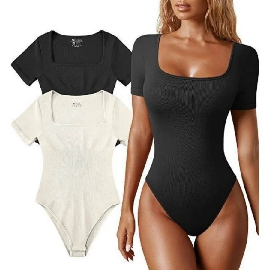 Damen Ärmelloser Yoga-Bodysuit Quadratischer Ausschnitt Sommer Einteiliger Badeanzug Sexy Dessous Sport Fitness Damen Rompers Bodysuits – Detail 2