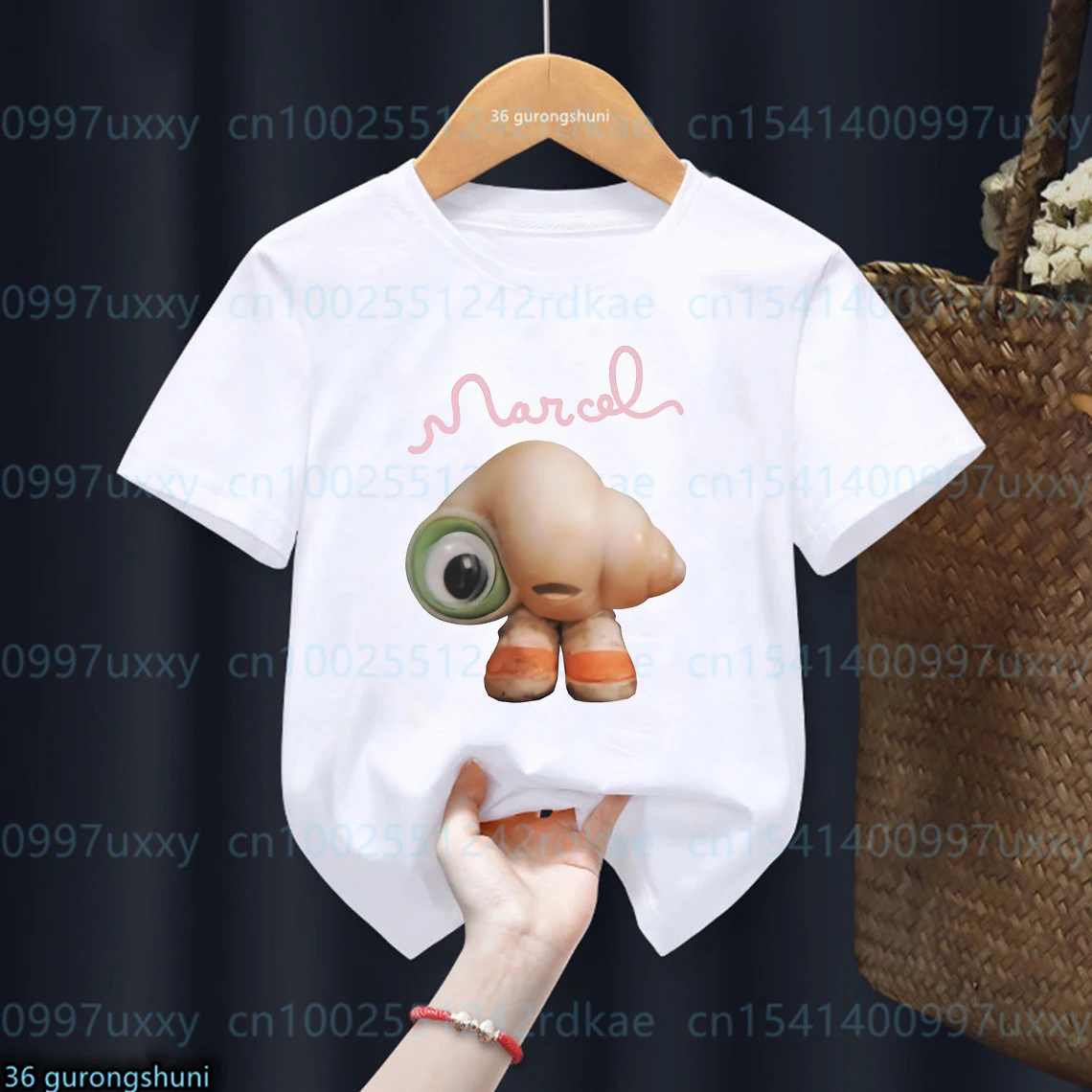 New Kawaii Marcel T Shirt The Shell with Shoes on T-Shirt Kids Clothes Baby Boys Girls Shirt Short Sleeve Summer Tops