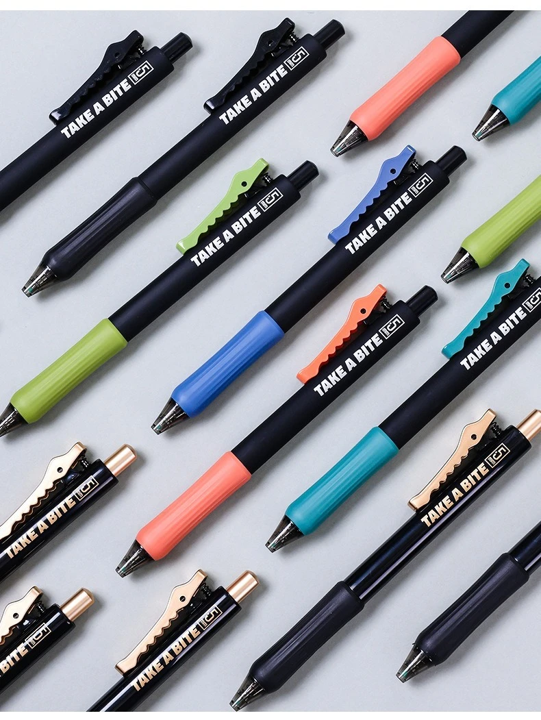 4PC Gel Stift Krokodil Klemme Neutral Stift 0,5mm Schwarz Geschwindigkeit Trocknen Prüfung Schreiben Glatte Wasser Stift Große kapazität Unterschrift Stift – Detail 9