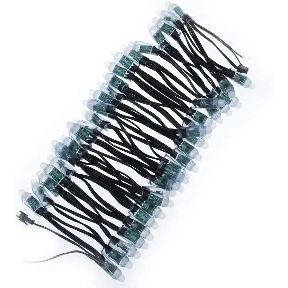 

500pcs WS2811 12mm Diused Digital Dream Color RGB LED Pixel String Light Individually Addrable LED Pixels ule Black Wire IP68 Wa