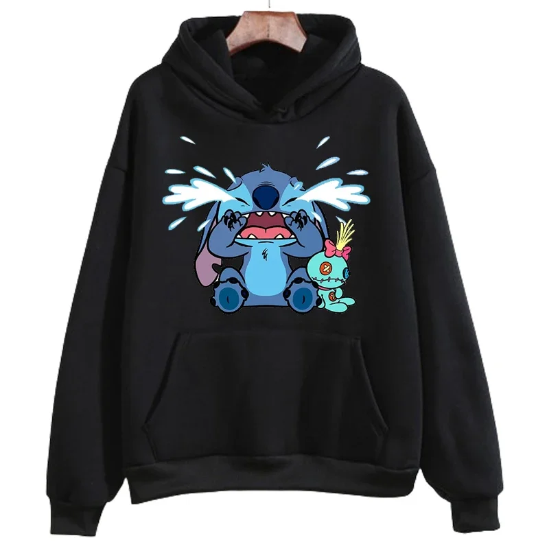 Women Hoodies Cartoon Stitch Print Sweatshirt Autumn O-Neck Long Sleeve Hoodie Pullover Casual Streetwear Harajuku Clothes Tops