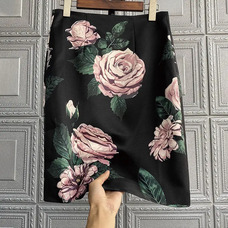 Palace printed women's pencil half body  hip wrap  harajuku  Regulai Fit korean style y2k   pleated skirt