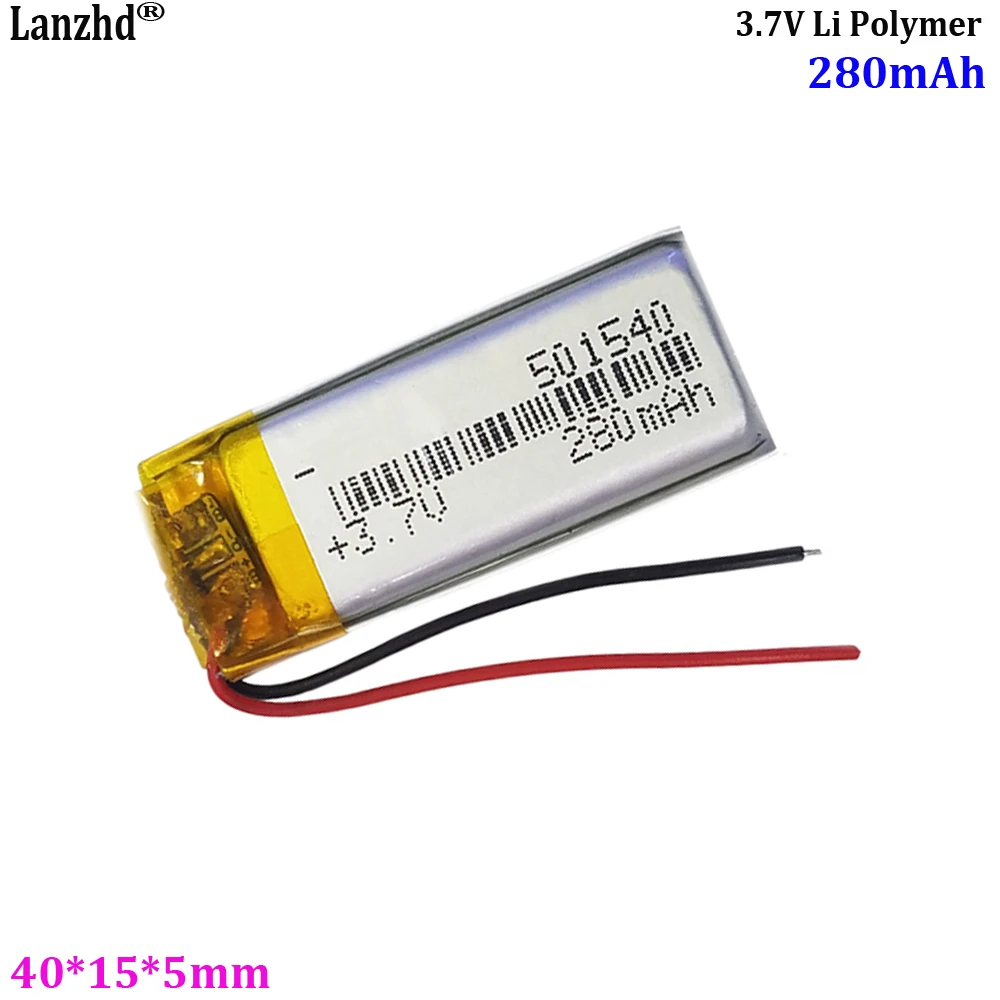 501540 3.7V 280mAh rechargeable lithium polymer battery For intelligent robot beauty device LED light digital product