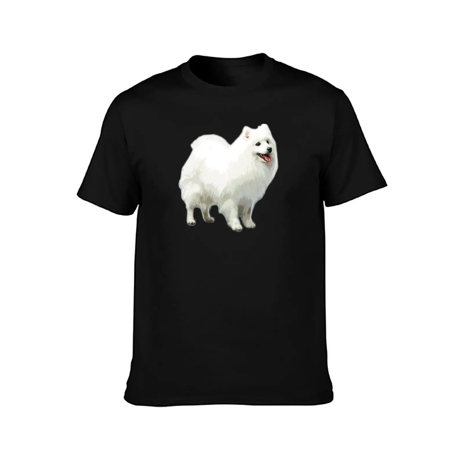 Japanese Spitz Puppy Dog T-Shirt, Summer Casual Cotton Tee, Oversized Streetwear Tops, Vintage Graphic Print, Unisex Men Women