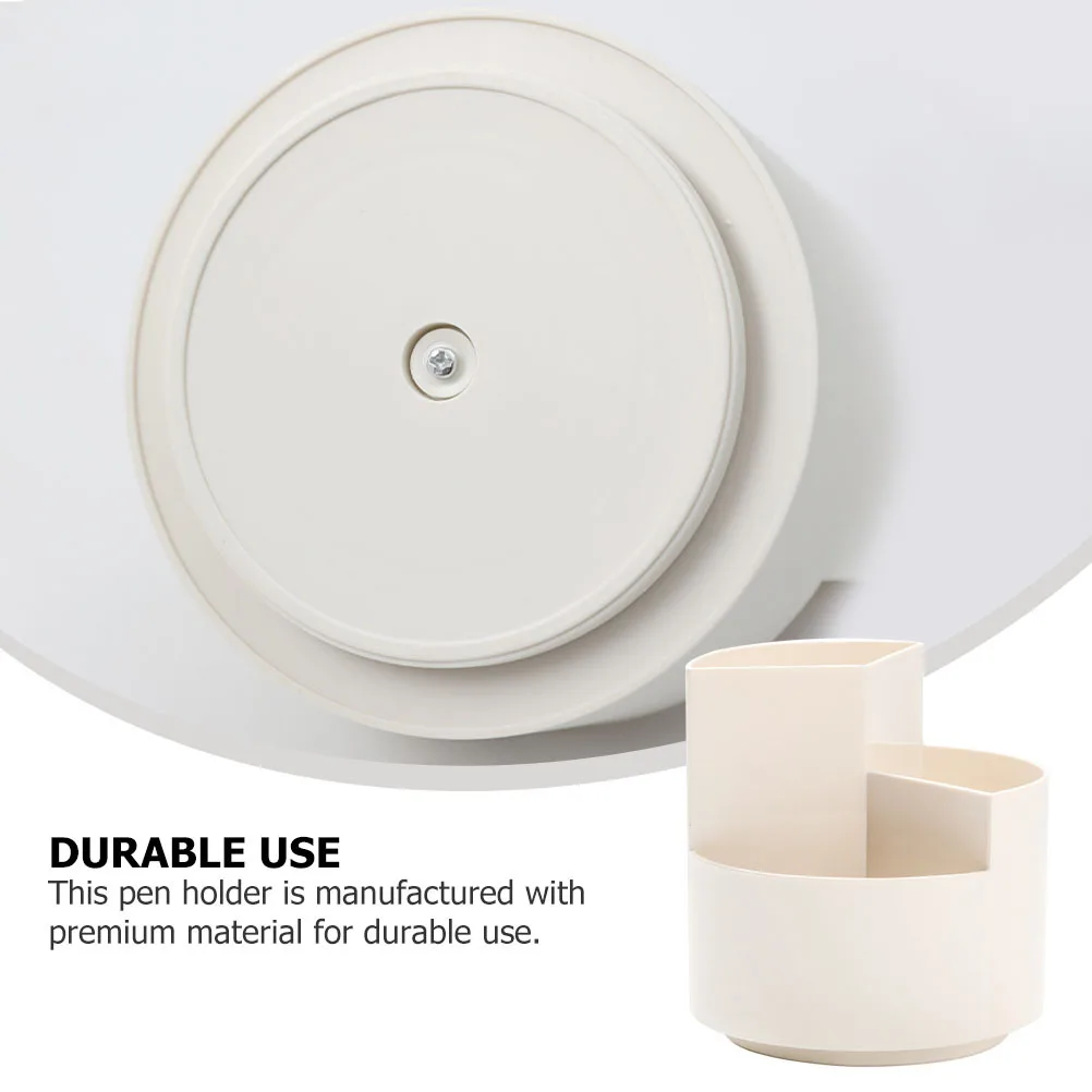 

1Pcs 360-Degree Rotatable Pen Holder Beige Desktop Organizer Office Stationery Sorting Box Pencil Brush Storage Box for Makeup