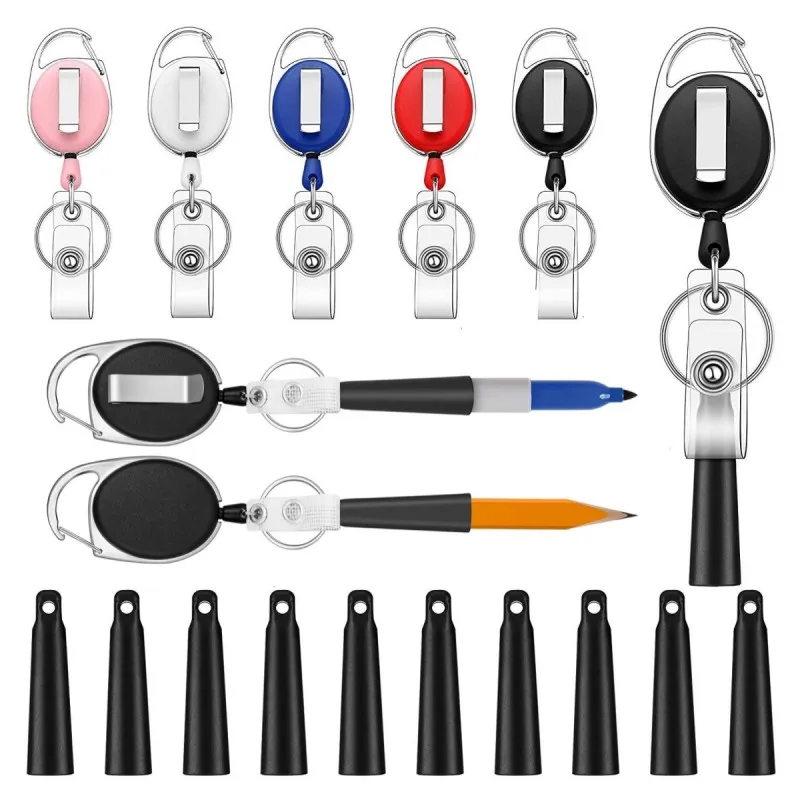 Porte-crayon élastique rétractable pour le travail de calcul, porte-clés pour les infirmières, les enseignants, les collègues, les travailleurs, facile à transporter et à trouver, 1 pièce