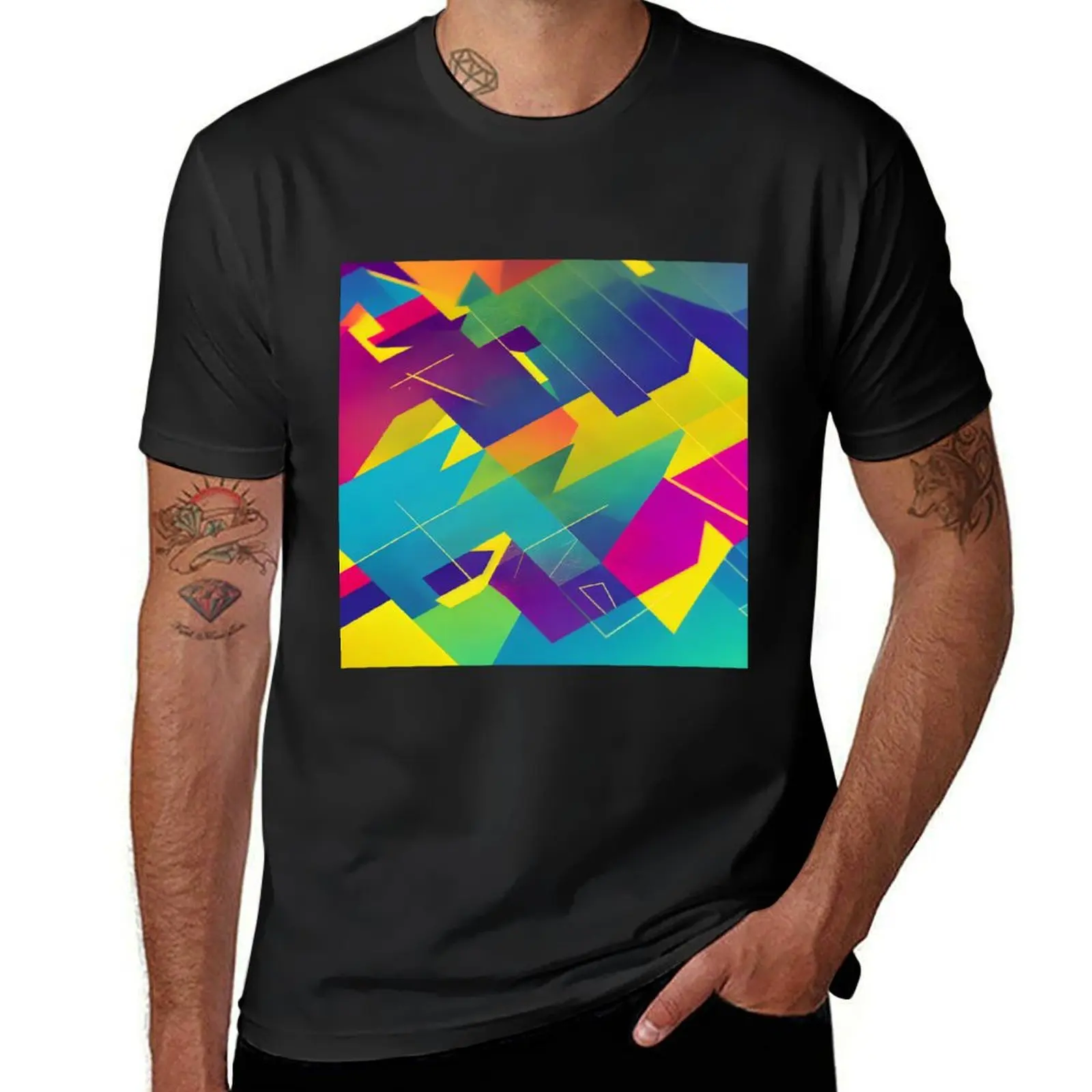 New wave abstract art T-Shirt summer top kawaii clothes customs sweat mens t shirts casual stylish