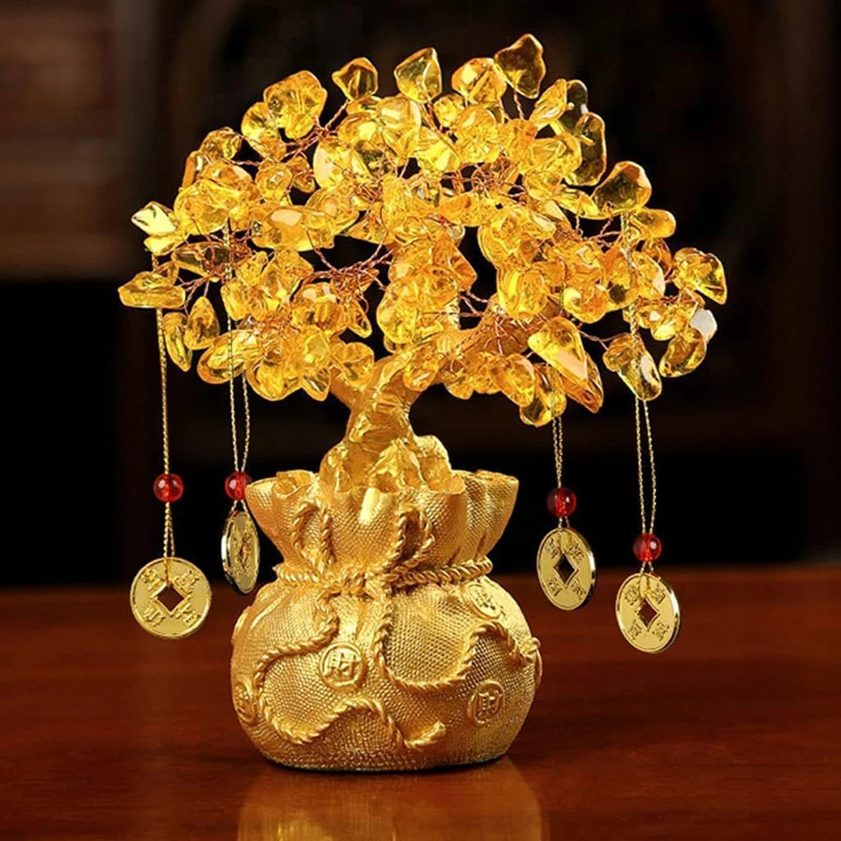 

Lucky Tree Yellow Tree Crystal Fortune Tree Home Decoration Crystal Fortune Tree Feng Shui Artificial Tree Chakra Tree