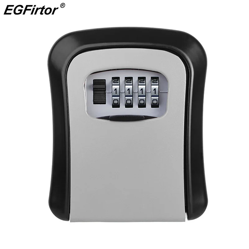 Waterproof Password Key Storage Lock Box Safe 4 Digits Combination Wall-Mounted Home Security Keybox for Outdoor Alarm Systems
