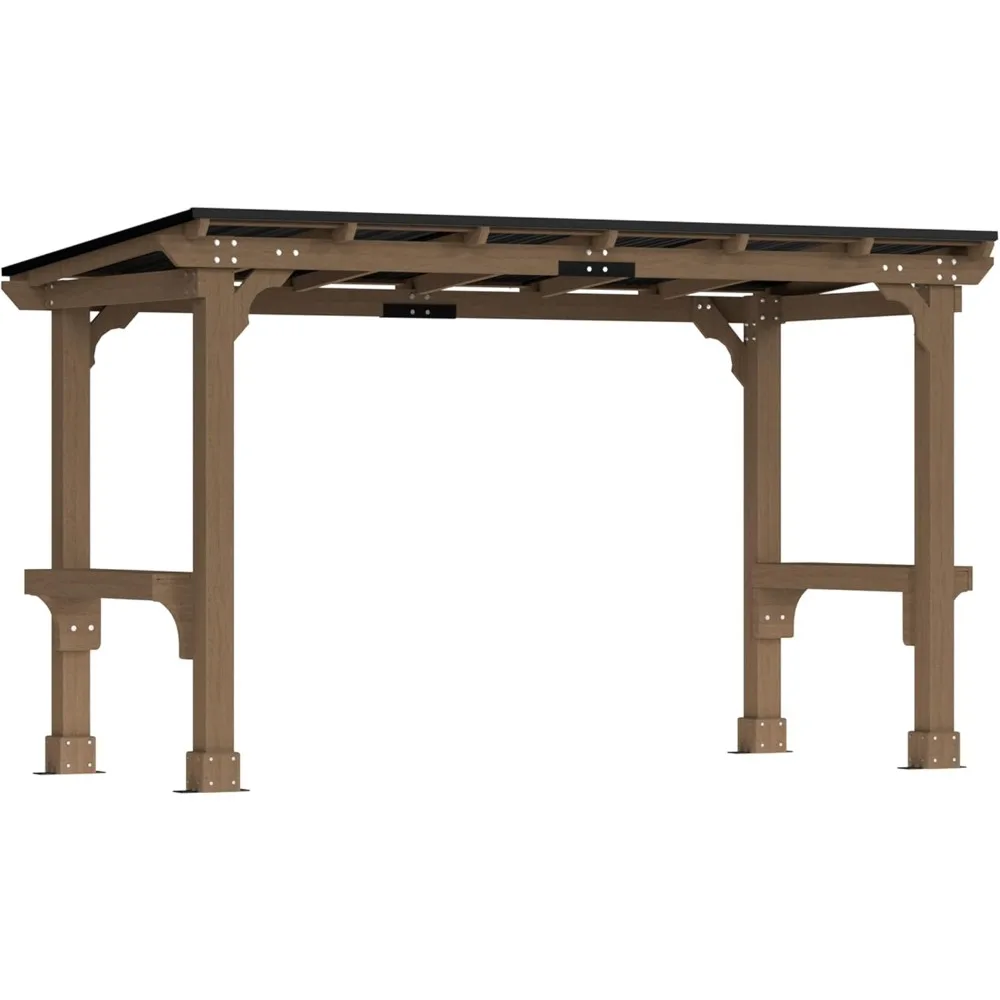 

6x13FT Wooden Grill Gazebo Sloping Metal Roof Heavy Duty Hard Top Fits 2 Full-Size Grills Outdoor Patio Lawn Garden,Customized
