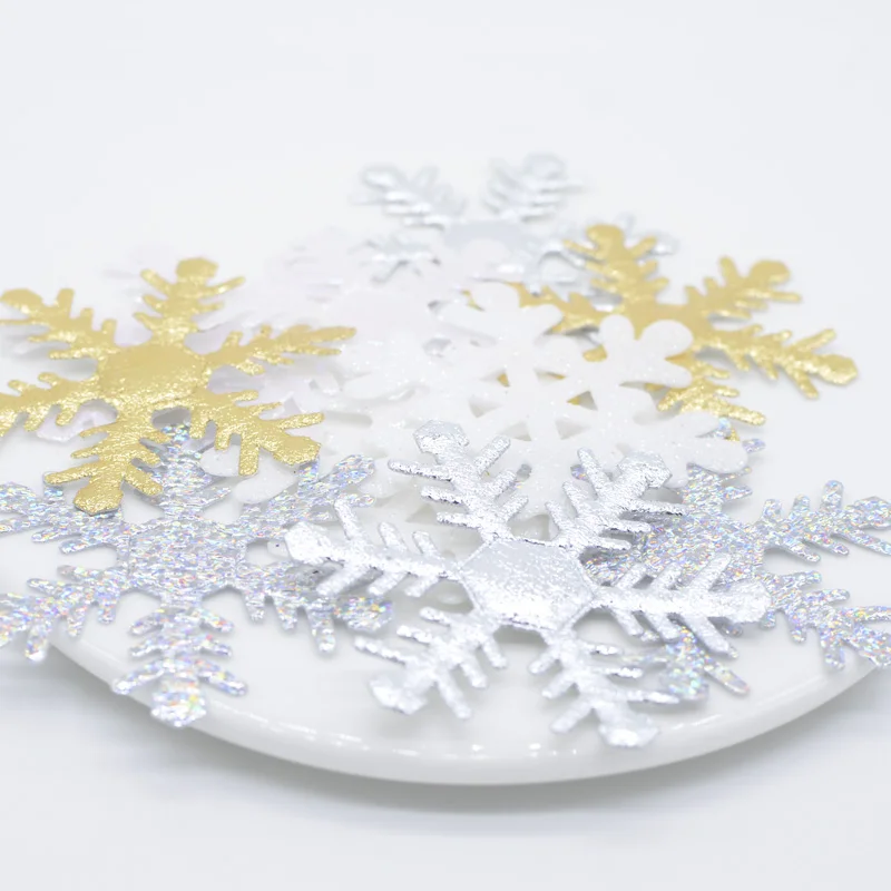30Pcs 2.5inch Snowflake Patches Glitter BIG Snowflake Appliqued Patches for Christmas Decoration DIY Party Stickers Accessories