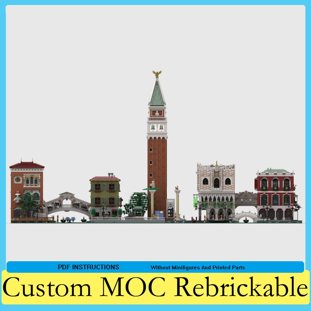 25989PCS Customised Venice San Marco Building Blocks Street View MOC Bridge Landscape Model DIY Birthday Toys Christmas Gift