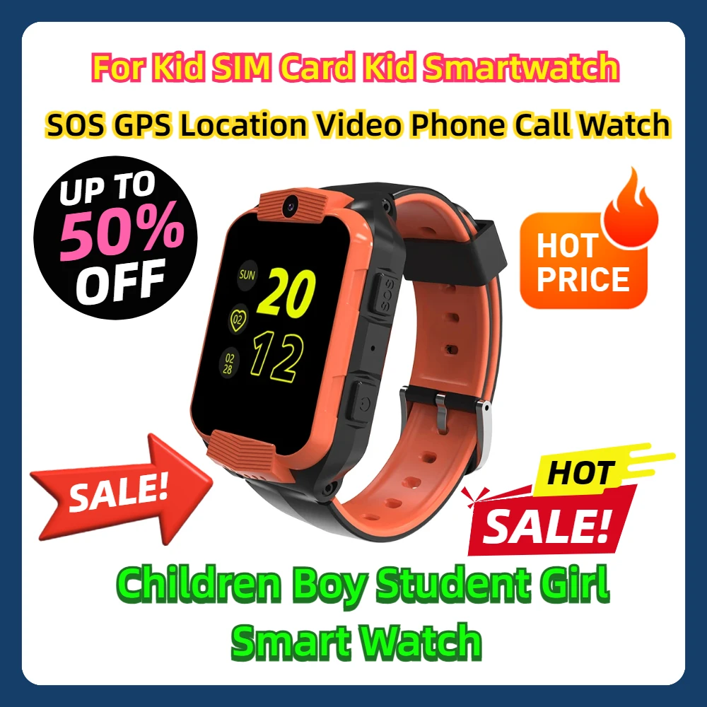 

For Kid SIM Card Kid Smartwatch SOS GPS Location Video Phone Call Watch Children Boy Student Girl Smart Watch 4G Smart Watch