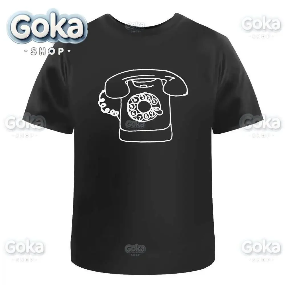 Old Telephone Graphic T Shirts Mens Clothing New in Tops & Tees Cotton Women Printed T-shirt Y2K Clothes Cute Funny Tshirt