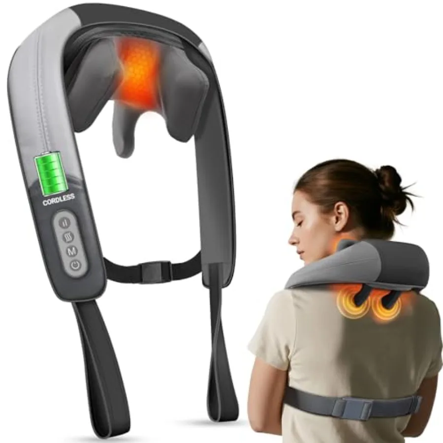 

Shiatsu Neck and Shoulder Massager with Heat - HSA Eligible Cordless 4D Deep Tissue Kneading Massager Rechargeable Massage for