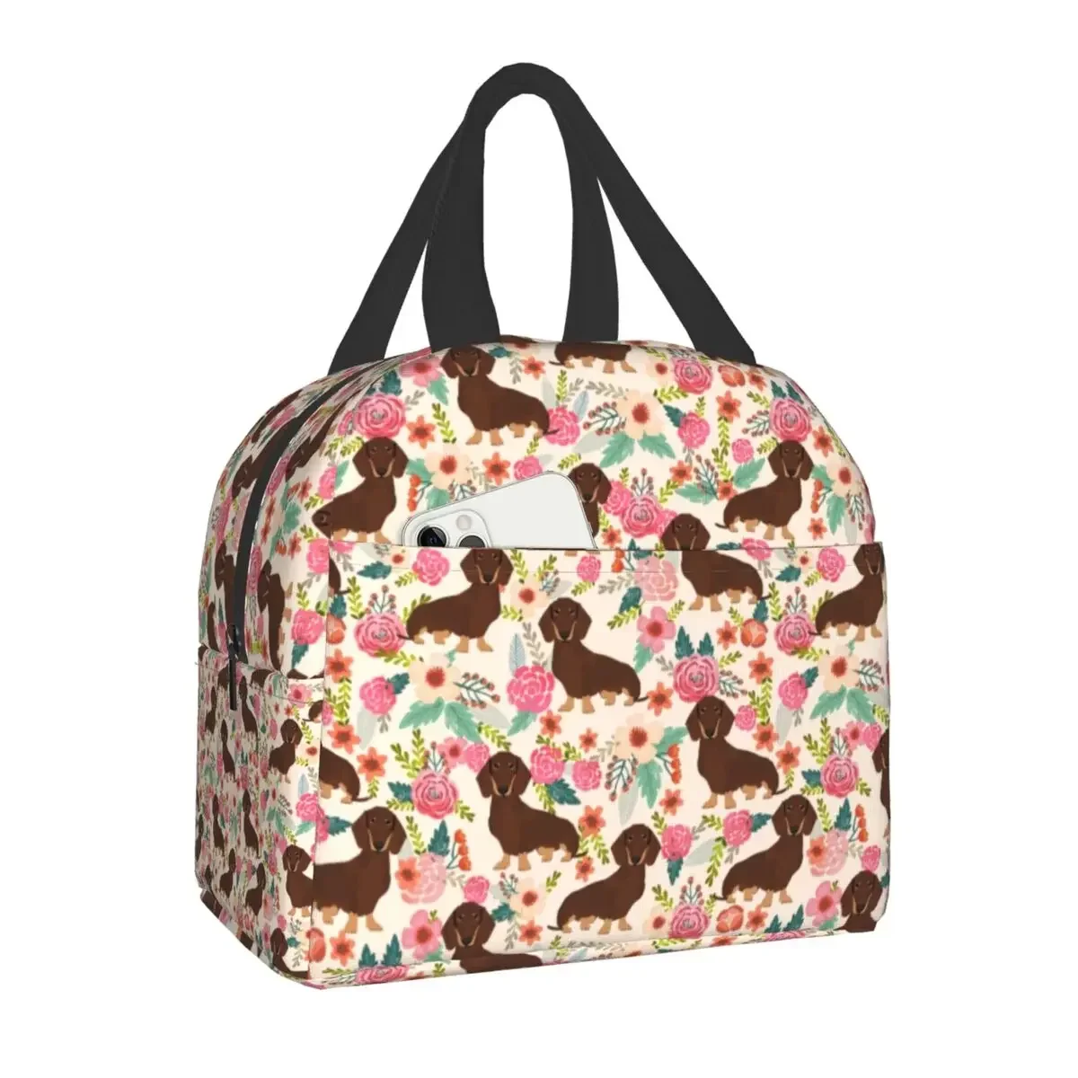 Love Woof Dachshund Sausage Dog Insulated Lunch Bag for School Office Wiener Badger Dogs Thermal Cooler Lunch Box Women Men