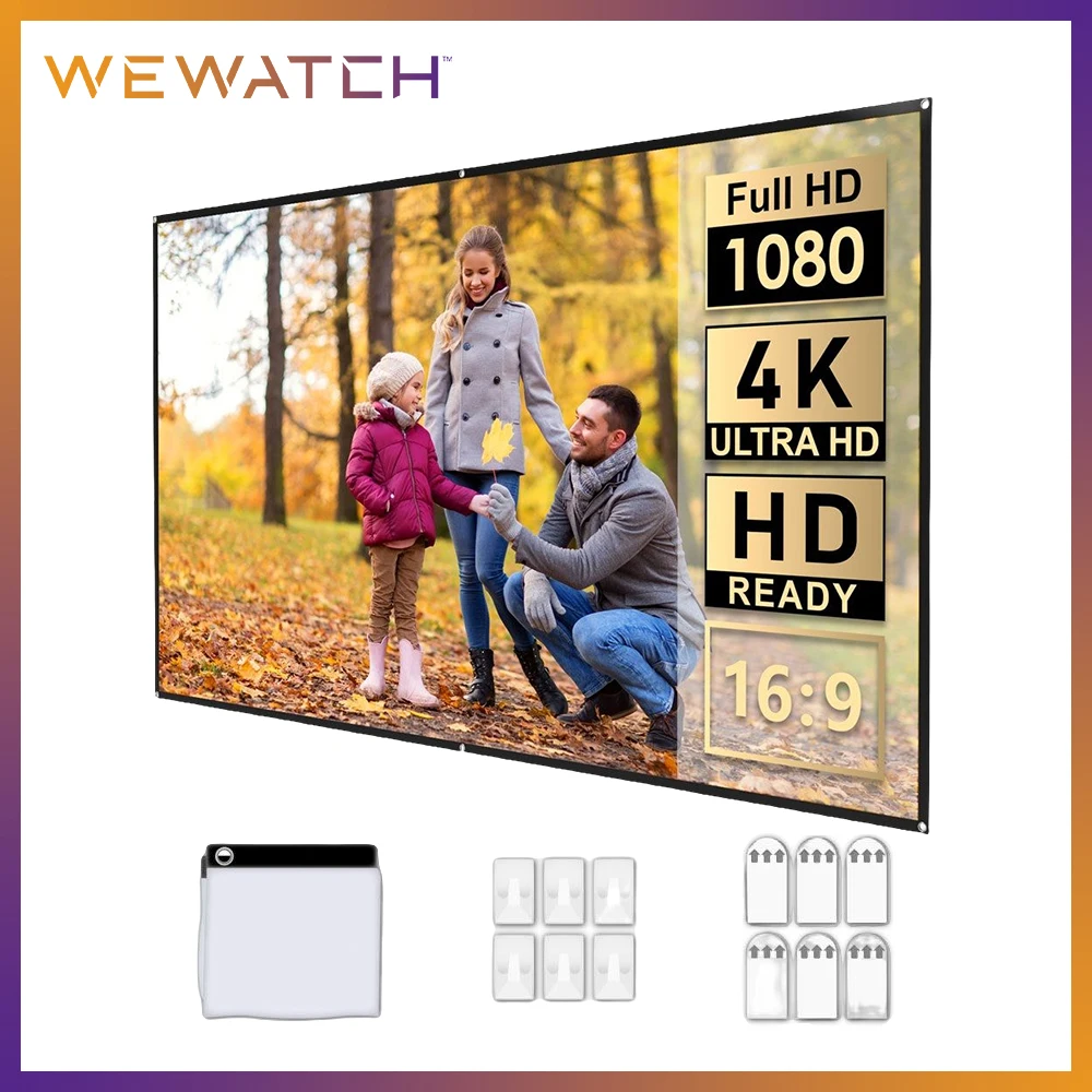 WEWATCH PS7 120 بوصة طبقة بصرية المواد شاشة العرض 16:9 شاشة عالية السطوع عاكس طوي شاشة العرض