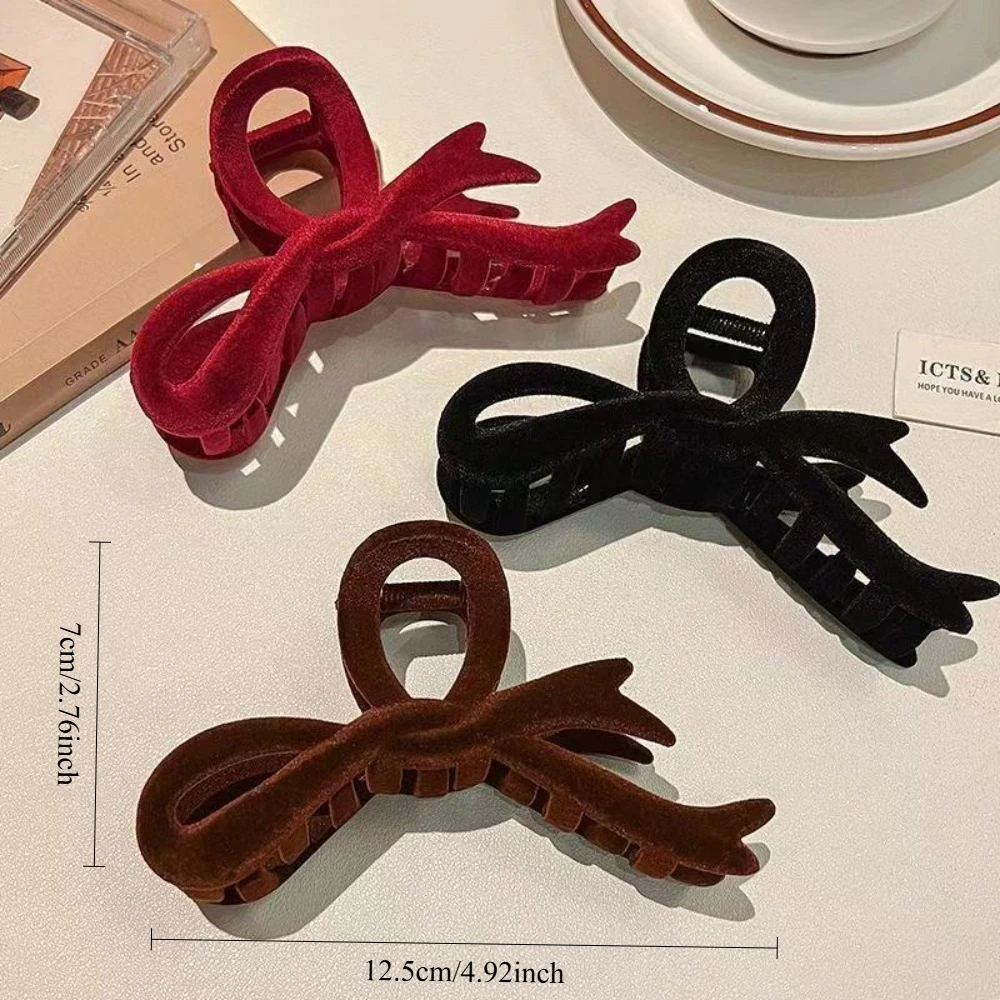 Samt-Haarspange in Schleifenform, Vintage-Haarspangen mit Schleifenband, Krabben-Haarspangen, Haarspangen für Pferdeschwänze, Haar-Accessoires für Damen