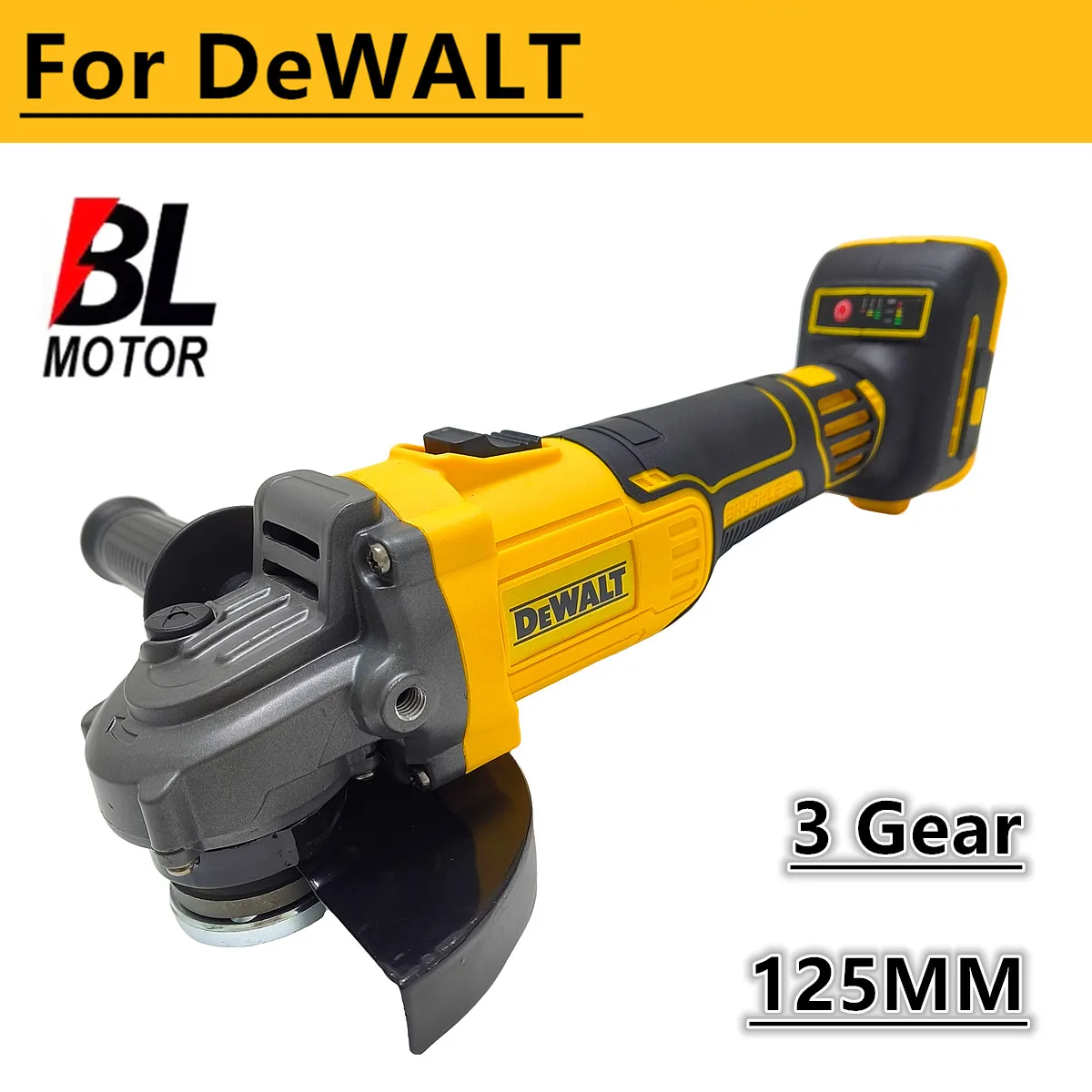 

For DEWALT 20V Battery 125MM Brushless Angle Grinder 10000RPM 3 Gear Cordless Cutting Machine Electric Polishing Power Tools