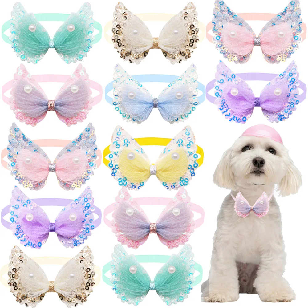 5/10PCS Wings Shape Dog Bow Ties Adjustable Fashion Dog Bowt