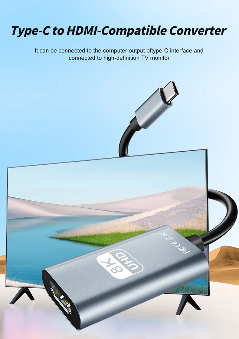 USB-C-auf-HDMI-Adapter 8K, USB-C-Quelle zu HDMI-Display-Konverter 4K für iPhone 18 Pro, MacBook, Chromebook, Laptop, Huawei, Samsung – Detail 1