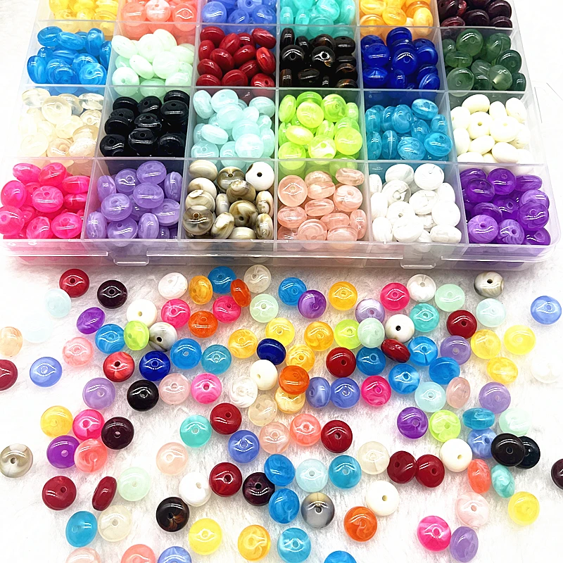 30pcs 10x5mm Flat Shape Acrylic Beads Spacer Loose Beads for Jewelry Making DIY Bracelet Accessories