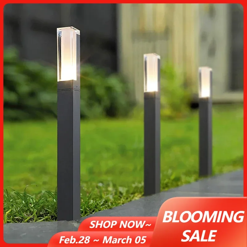 27/40cm 7W Square Aluminum Pillar Path Aisle Waterproof Lawn Lamps Garden Street Patio Ground Landscape LED Lighting Home Decor