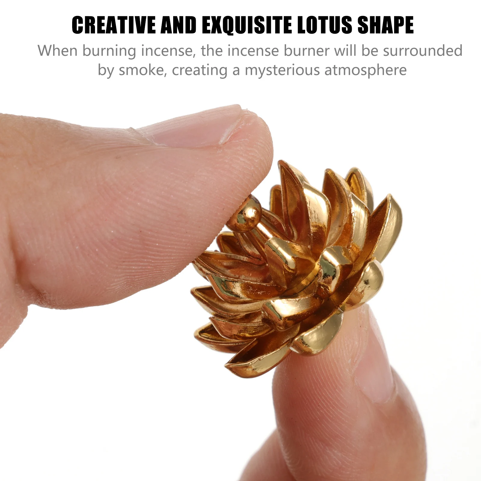 

2Pcs Lotus Shaped Alloy Incense Burner Mini Censer for Temple Yoga Meditation Room Incense Furnace Mini Censer